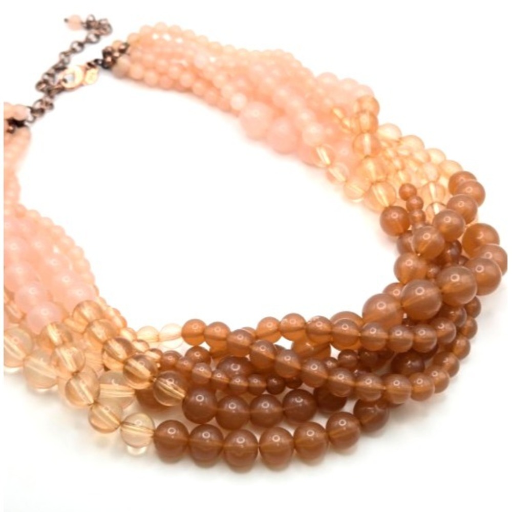 Premier Designs Bubble Bath 6-Strand Graduated Peachy Pink Acrylic Bead Necklace